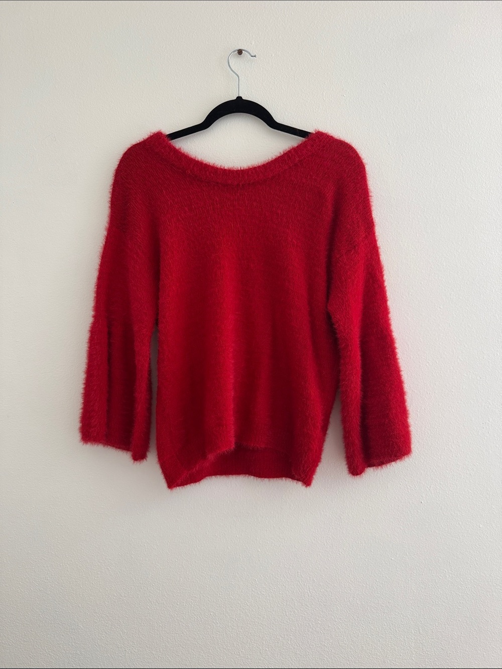 Takara Red Fuzzy V-Neck Sweater